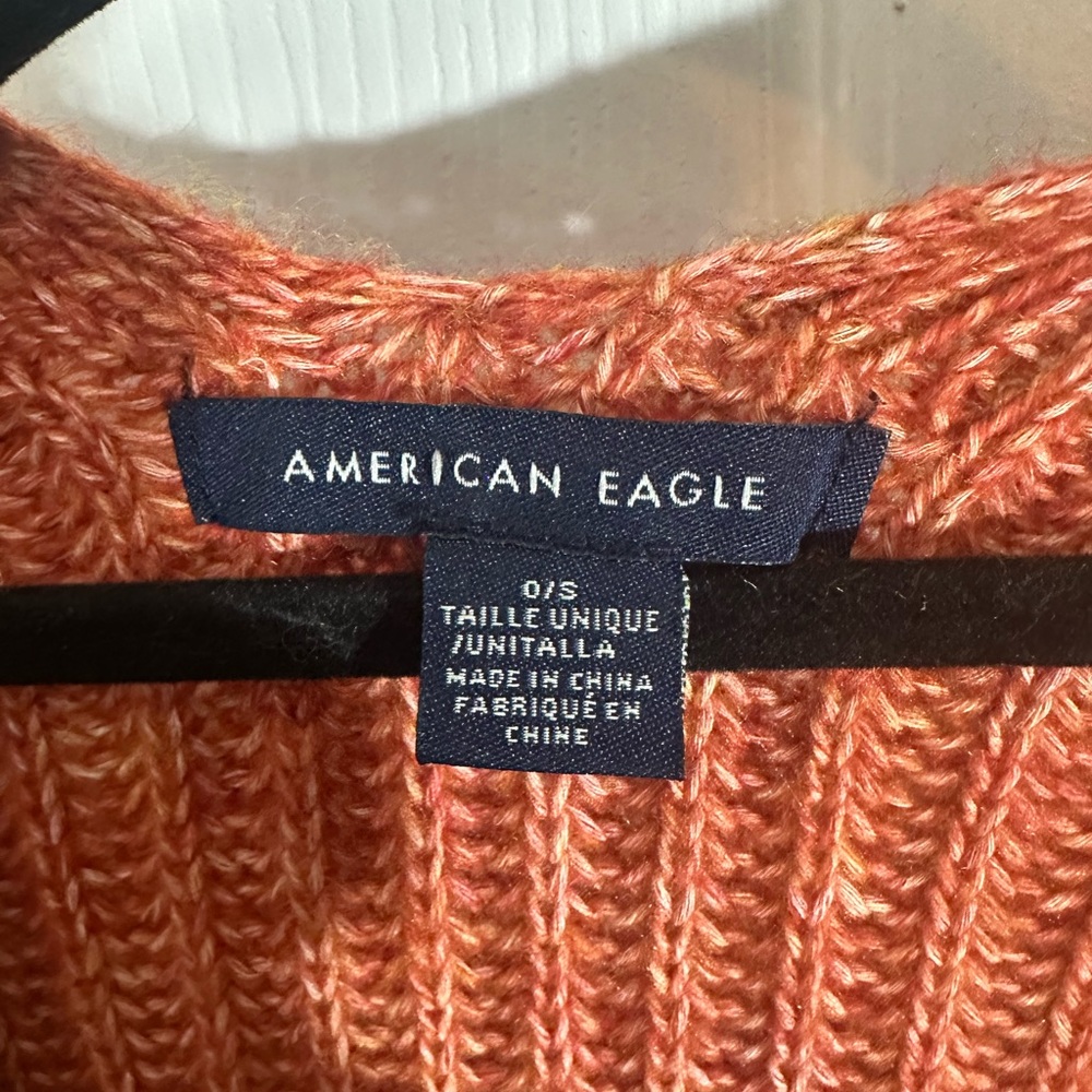 American Eagle Outfitters Orange/Rust Poncho with Fringe- One Size Fits All - Picture 4 of 10